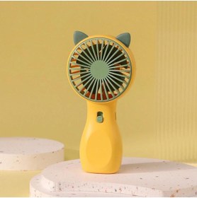 Resim RabbitTech Kedi Kulaklı Taşınabilir Masa Üstü Fan Mini El Fanı USB Şarjlı Ergonomik El Vantilatör 