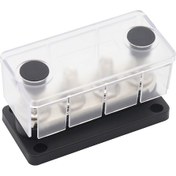 Resim Mufunye 300a Güç Dağıtım Bloğu Bara 4 X 3/8 48v Dc Bara Kutusu Şeffaf Kapaklı 