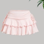 Resim 1pc Kadın Moda Casual Sexy Tüm Mevsim Trendy Etek, Polyester Örgü Kumaş, Düz Renk, İlkbahar/Yaz/Sonbahar için 