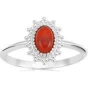 Resim Oval Kırmızı Taşlı Altın Yüzük (533438593) 