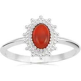 Resim Oval Kırmızı Taşlı Altın Yüzük (533438593) 