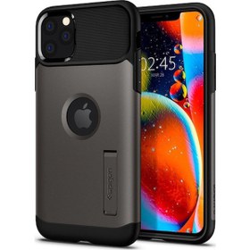 Resim Spigen iPhone 11 Pro ile Uyumlu Kılıf Slim Armor Gunmetal 