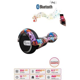 Resim Smart Balance Smartstore Desenli Smart Scooter Elektrikli Kaykay Hoverboard Grafiti Akıllı Denge Özellikli 