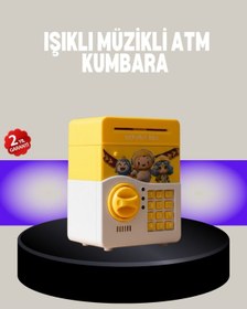 Resim Sarı Şifreli Eğitici Çocuk Kumbarası Otomatik Para Girişli 