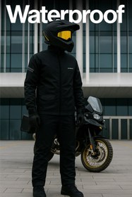 Resim Motobros Siyah AquaShild Motorcu Yağmurluğu Motosiklet Yağmurluğu Kayak Yürüyüş Su-Rüzgar Geçirmez Yağmurluk 