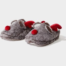 Resim Defacto Kadın Yılbaşı Temalı Düz Taban Panduf F1528ax25wngr2 Gri-gr2 