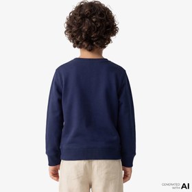 Resim Gap V-Bf Print Crew Çocuk Lacivert Sweatshirt 