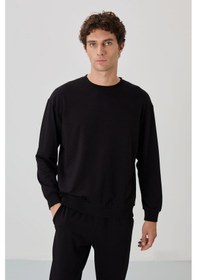 Resim Tommy Life 85120 Casual O Yaka Lastik Paça Pamuklu Oversize Erkek Eşofman Takımı - Siyah 
