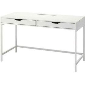 Resim Alex Çalışma Masası, 2'li Stoper Çekmeceli, 132x58 Cm Beyaz 