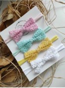 Resim Bebek Hediyelik Dörtlü Pastel Kurdele Bandana Seti 4 lü Kurdele Set 