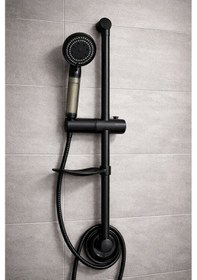 Resim Sürgülü Mat Siyah Yağmurlama Filtreli 5 Fonksiyonlu Duş Takımı Seti Mat Siyah 