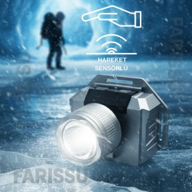 Resim Çok Fonksiyonlu Şarj Edilebilir Kafa Lambası Sdr-x1 - Sensörlü, Solar Ve Powerbank Özellikli Krom 