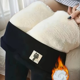 Resim Kışlık Kadınlar İçin Peluş Astarlı Sıcak Yoga Pantolonu, Yüksek Esneklikli Günlük Çok Yönlü Yüksek Bel Kedi Karın Yoga Pantolonu, Sonbahar/Kış Giyimi İçin, Kedi Severler İçin İdeal Hediye 