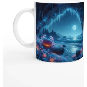 Resim Yengeç Burcu Baskılı Kahve Kupası - Elementsel Doğa Krallığı Temalı Vs2 