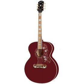Resim Epiphone J-200 Elektro Akustik Gitar (Aged Wine Red) 