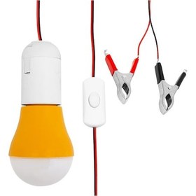 Resim Ayt 12v Led Ampul Çakmaklıklı Akü Maşalı Krokodilli Kamp Lambası Tamirci Aydınlatma Led Aç Kapa Anahtarlı 