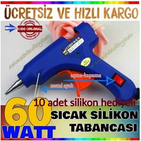Resim 60 Watt Profesyon Silikon Tabancası Açma Kapamalı 10 Adet Silikon 