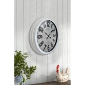 Resim Bahat Tedarik Salon Ofis Duvar Saati Beyaz Alüminyum Metal Çerçeve 40 cm 