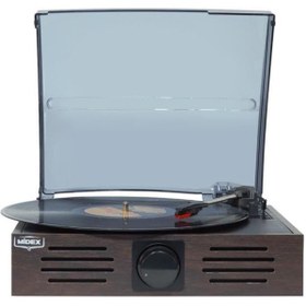 Resim Delixa Midex MTX-106BN Nostaljik Retro Pikap Plak Çalar (Bluetooth Aux Hoparlörlü 3 Devir) İğne Dahil 