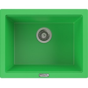 Resim Polex Cristalüx Granit Evye P-09 Yeşil Tezgah Altı Ve Tezgah Üstü Kare Mutfak Evyesi 55.5x43.5 CM 
