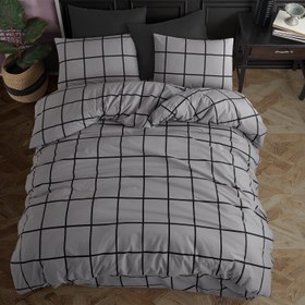 Resim Karo Gri %100 Pamuk Ranforce Battal Boy Nevresim Takımı 