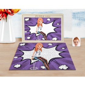 Resim Bk Gift Kişiye Özel Kadın Karikatürlü 1000 Parça Profesyonel Puzzle-39 