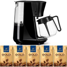 Resim Tchibo Filtre Kahve Makinesi Let's Brew Siyah + 5 Paket Gold Selection 250 Gr 