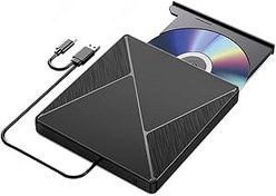 Resim Nsssunnre Harici DVD Sürücü USB 3.0 Taşınabilir CD-ROM Yazıcı Çift Arayüz Tip-C USB CD DVD Yazıcı Laptop için 