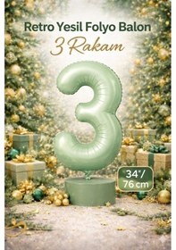 Resim 34" Folyo Rakam 76cm "3" Retro Yeşil Retro Yeşil 