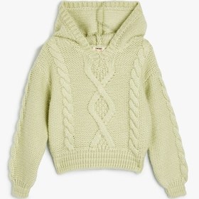 Resim Koton Kapşonlu Örgü Kazak Uzun Kollu Yeşil 5wkg90068at Yeşil 