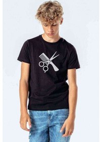 Resim Tshirthane Berber Kuaför Barber Shop Baskılı Unisex Çocuk Siyah Tshirt 