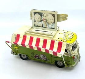Resim Dekoratif Metal Minibüs Tenteli - Vosvos Fotoğraf Çerçevesi ve Kumbara Fonksiyonlu 
