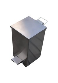Resim Paslanmaz Metal Amortisörlü Pedallı Kare Kapaklı Çöp Kovası 20 lt Metal 