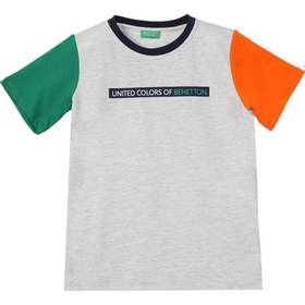 Resim United Colors Of Benetton Erkek Çocuk Gri Melanj T-shirt Bnt-b21374 Çok Renkli 