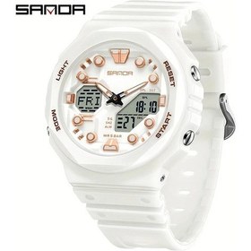 Resim Oldfriend Beyaz Altın Sanda Erkek Büyük Kadranlı Suya Dayanıklı Digital Spor Saati Diğer 