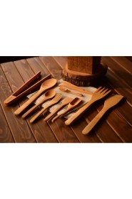 Resim Es Dekor Bambu Violi 10 Parça Mutfak Seti Doğal Sağlıklı Pratik Temizliği Kolay Sıcak Görünüm Şıklık 