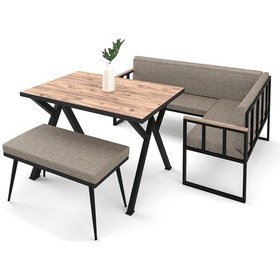 Resim Wood House Polen Mutfak Köşesi Takımı Minderli Kahve 