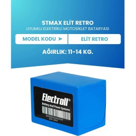 Resim Electroll Stmax Elit Retro Batarya (Standart Kapasite) Lifepo4 60V 18AH Elektrikli Motosiklet Bataryası 