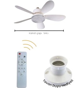 Resim RBR Sessiz Fanlı LED Ampul – Ahşap Desenli Tavan Vantilatörü- E27 Duy, Serinletici Fan Özelliği 