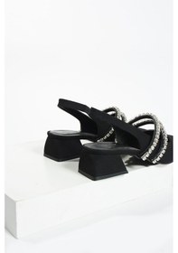 Resim Duxal Shoes Kadın Taşlı Şık Babet-topuklu Ayakkabı-linda Siyah 
