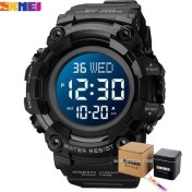 Resim Hanyang Black1 Kutusu ile Skmeı Büyük Kadran Kronometre Spor Saatler Erkek LED Işık Dijital Kol Saatleri 5bar Su Geçirmez Geri Sayım Saati Reloj Hombre 1968 (Yurt Dışından) 