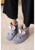Resim Albishoes Kadın Tavşan Figürlü Gri Ev Botu Panduf Yumuşak Taban 001 