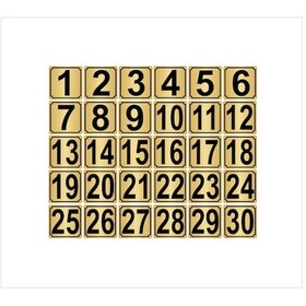 Resim Metal Kapı,masa,dolap Numarası 5cmx5cm 30 Adet (1…30) Altın Renk Metal 