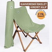Resim Bag The Joy Ahşap Katlanır Kahverengi İskelet Su Yeşili Kamp ve Bahçe Sandalyesi 