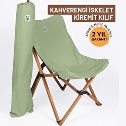 Resim Bag The Joy Ahşap Katlanır Kahverengi İskelet Su Yeşili Kamp ve Bahçe Sandalyesi 