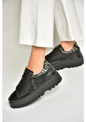 Resim Fox Shoes U555310203 Siyah Hakiki Deri Kalın Tabanlı Spor Ayakkabı Sneakers Siyah-hakiki Deri 