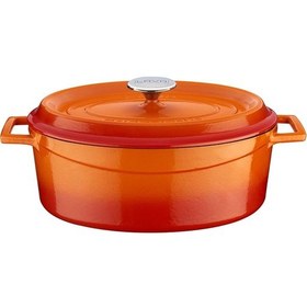 Resim Lava Döküm Oval Tencere 23x29cm. Trendy Serisi Ölçü - Turuncu Turuncu 