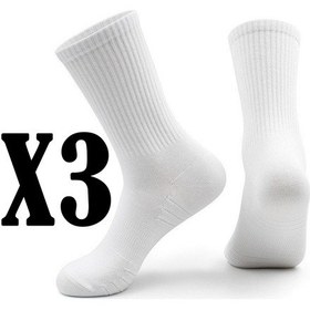 Resim Sevbano 3 Adet Likralı Unisex Tenis Çorap, Pamuklu Fitilli Tenis Çorap Beyaz 
