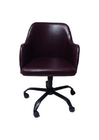 Resim Kapitone Desenli Ofis Koltuğu Bordo Renk Suni Deri 