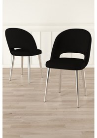 Resim Canisa Pane Serisi 2 Adet Siyah Mutfak Sandalyesi Babyface Kumaş Krom Kaplama Ayak Çok Renkli 